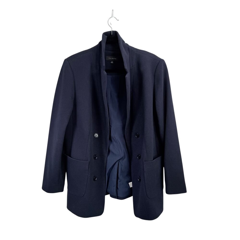 Talbots Brushed Knit Relaxed Blazer Navy Blue Career Office Capsole Womens 16 - Picture 2 of 6